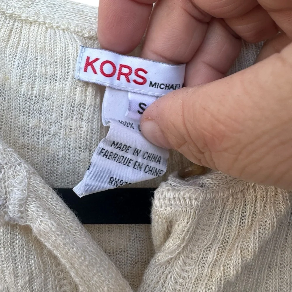 Michael Kors Lightweight Cream Cropped Cardigan size Small - Picture 3 of 8